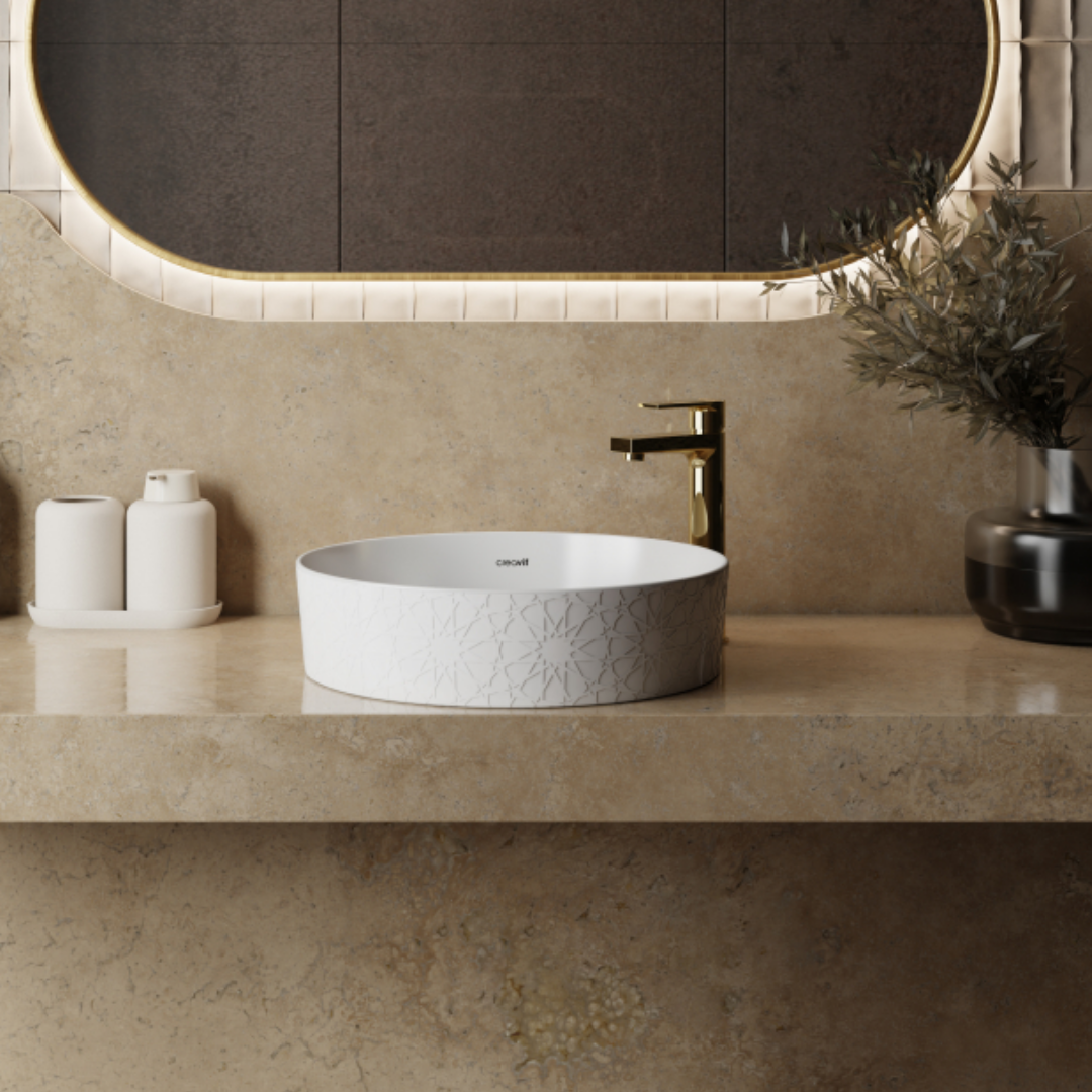 Creavit LP140 Loop Yuvarlak Çanak Lavabo Ø40 cm Selçuklu Rölyef Uygulamalı