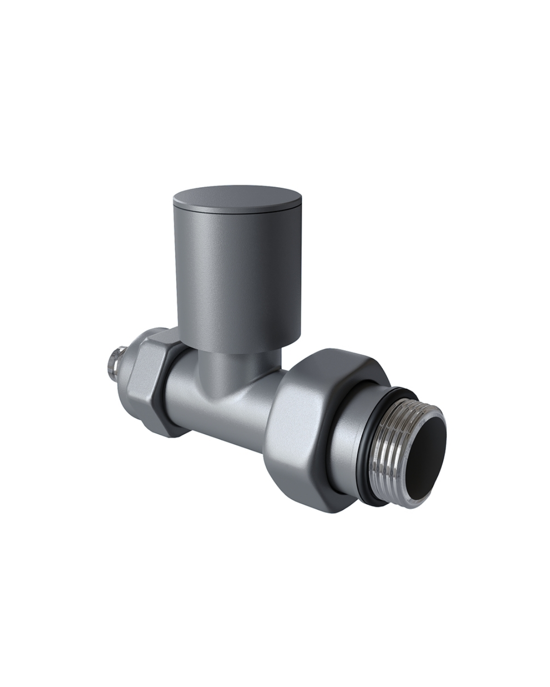 Radyatör Vanası 1/2 Antrasit Düz Pex (Metal Volanlı 16*2mm Boru Bağl. Rakorlu)