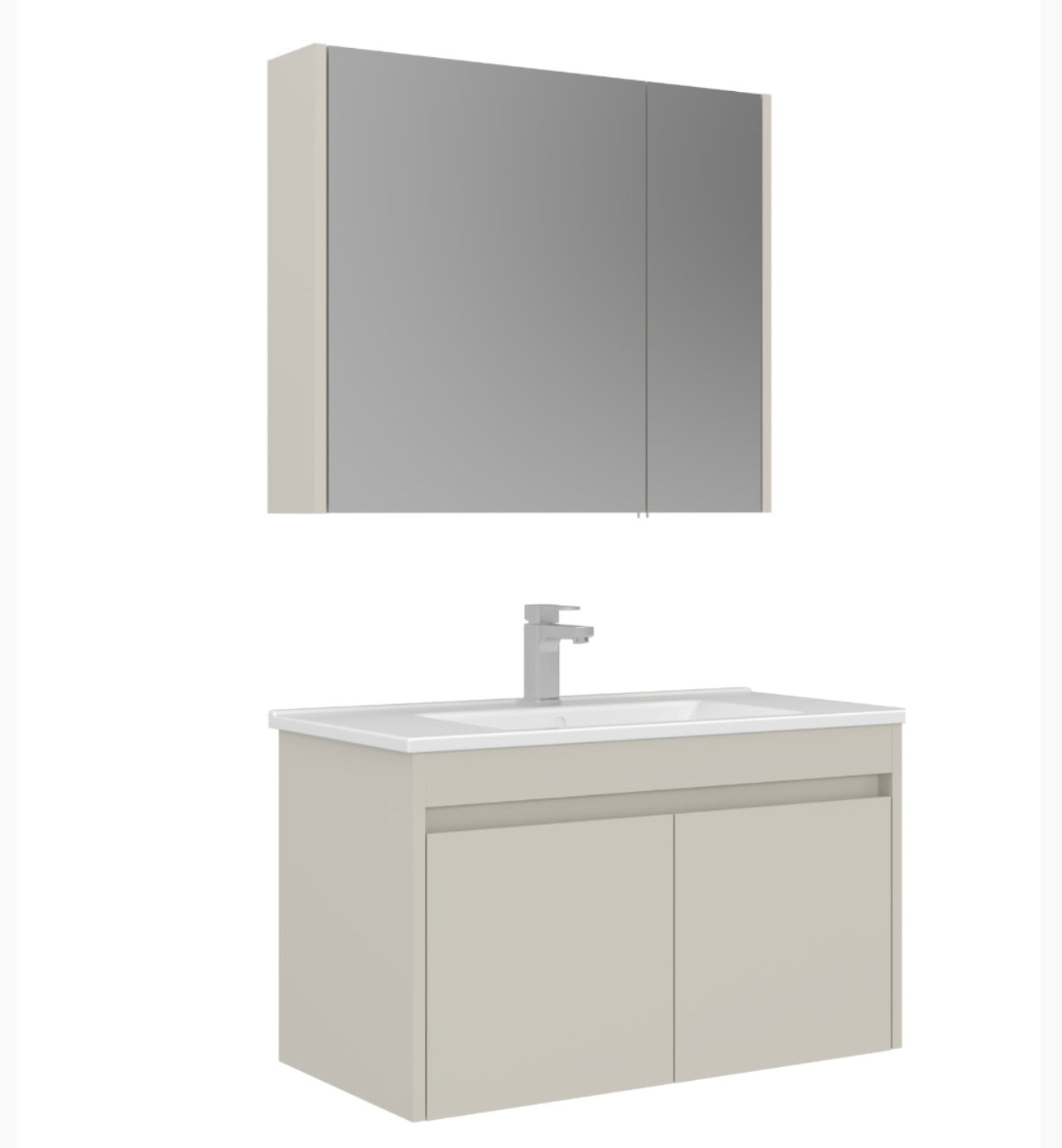 Orka Arno Kapaklı 85 cm Banyo Dolabı Takımı Parlak Kaşmir Armatür Hediyeli