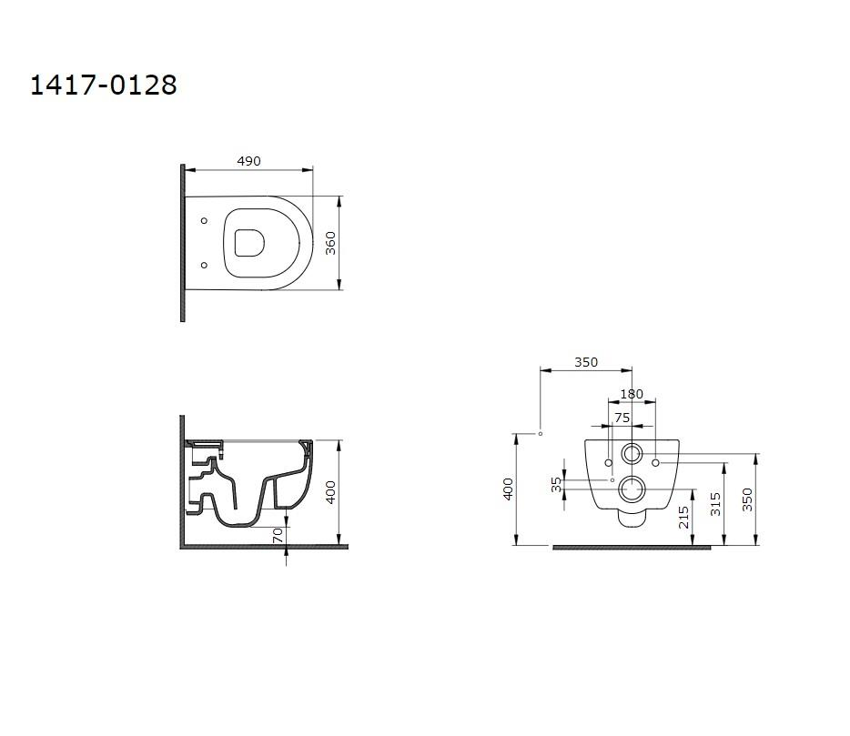 Bocchi 1417-029-0128 V-Tondo Rimless Kısa Asma Klozet ve Kapağı Mat Buz Mavisi