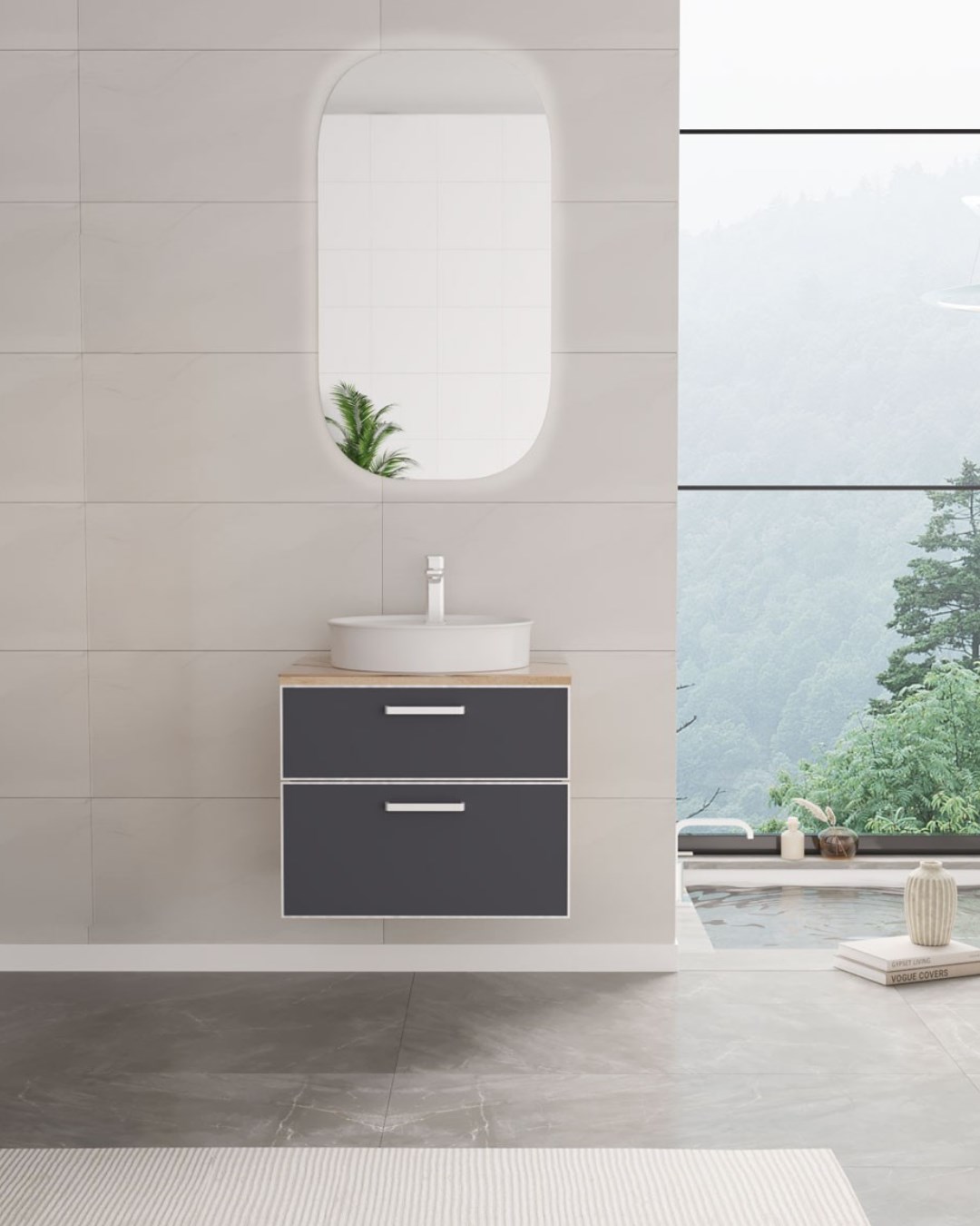 Orka Salerno 60 cm Banyo Dolabı Takım Mat Antrasit