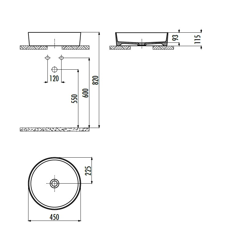 CREAVİT Loop Ø 45 cm Çanak Lavabo LP145-00CM CAPPUCINO Mat