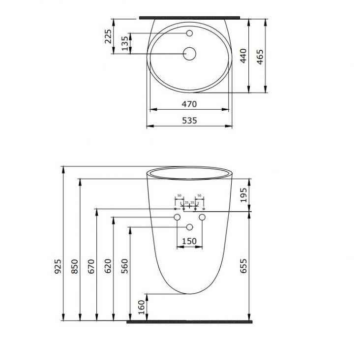 Bocchi Venezia Asma Monoblok Lavabo Parlak Siyah 1083-005-0126