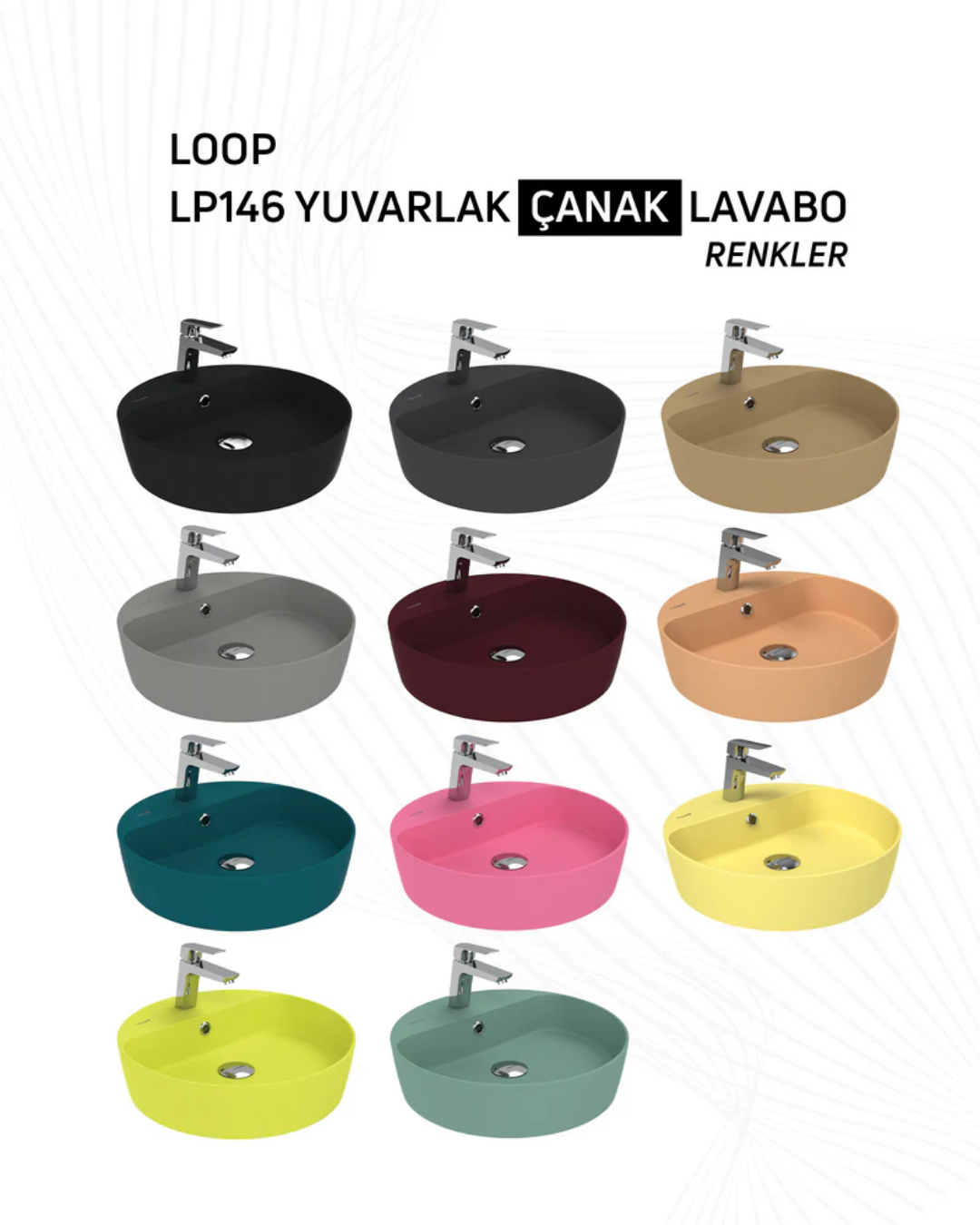 Creavit Loop Yuvarlak Çanak Lavabo 45 cm Mat Siyah LP146-00SM
