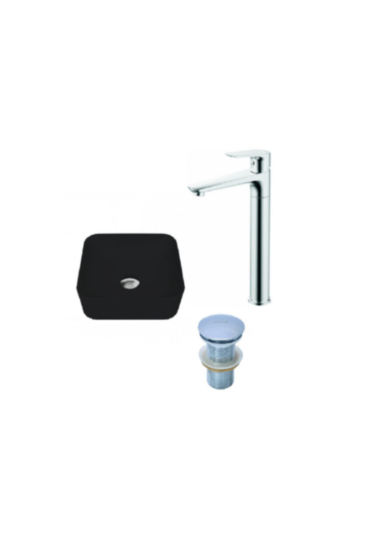 Ultra Tezgah Üstü Lavabo Ve Alfta Yüsek Armatür Krom Set