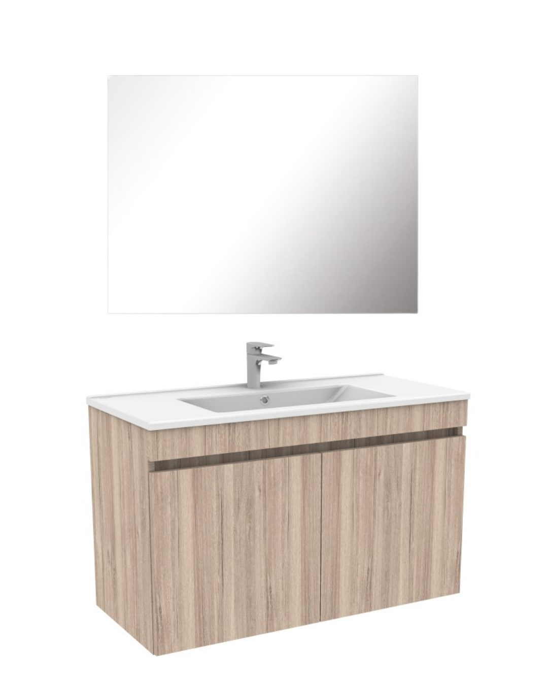 Kobos Simple Kare Aynalı Banyo Dolabı Takımı Kapaklı