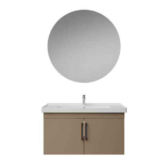 Creavit D20 Kapaklı Lavabo Dolabı Yuvarlak Ayna Takımı Dafne 100 Cm