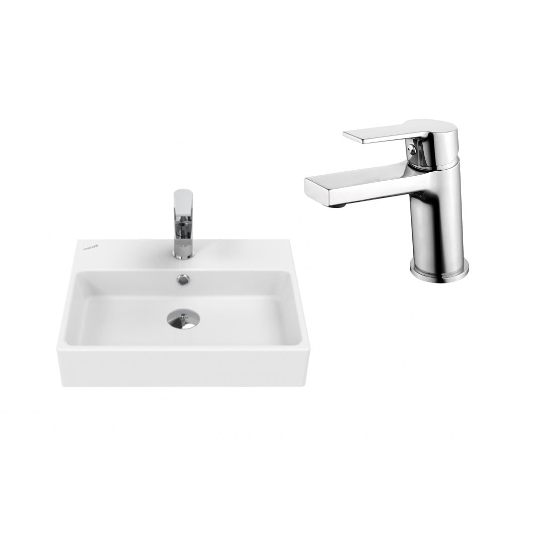 Creavit Next Tezgah Üstü Lavabo Ve Luna Armatür Seti Krom