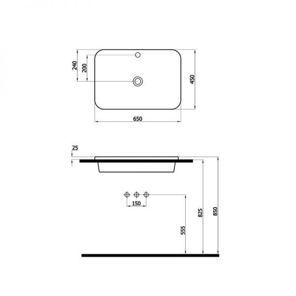 Newarc DRO.L065 Drop Batarya Delikli Lavabo