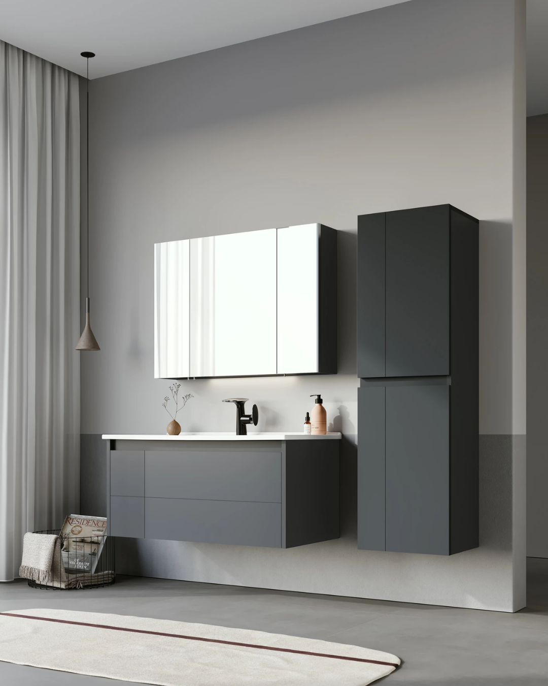 Orka Likya 40 CM Banyo Boy Dolabı Mat Antrasit