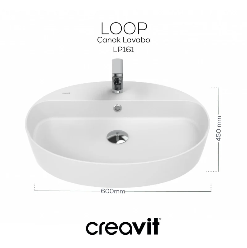 Creavit LP161 Loop Oval Çanak Lavabo 45x60 cm