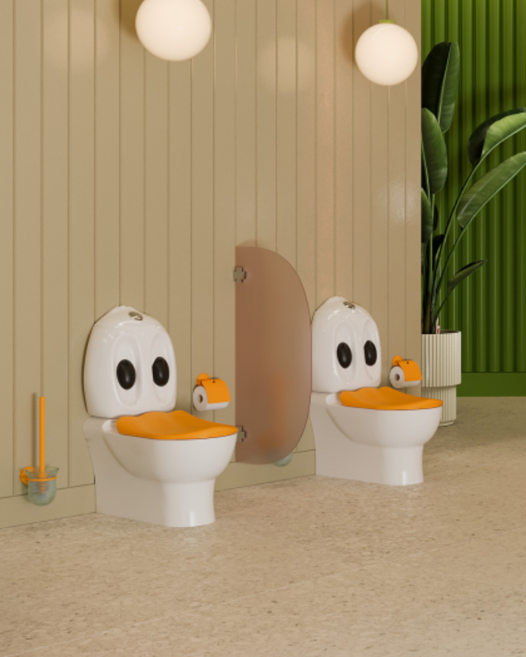 CREAVİT Ducky Duvara Dayalı Çocuk Klozet, Rezervuar Ve Kapak DC360