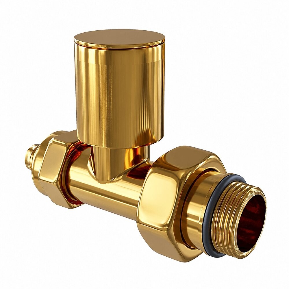 Radyatör Vanası 1/2 Altın Renkli Düz Pex (Metal Volanlı 16*2mm Boru Bağl. Rakorlu)