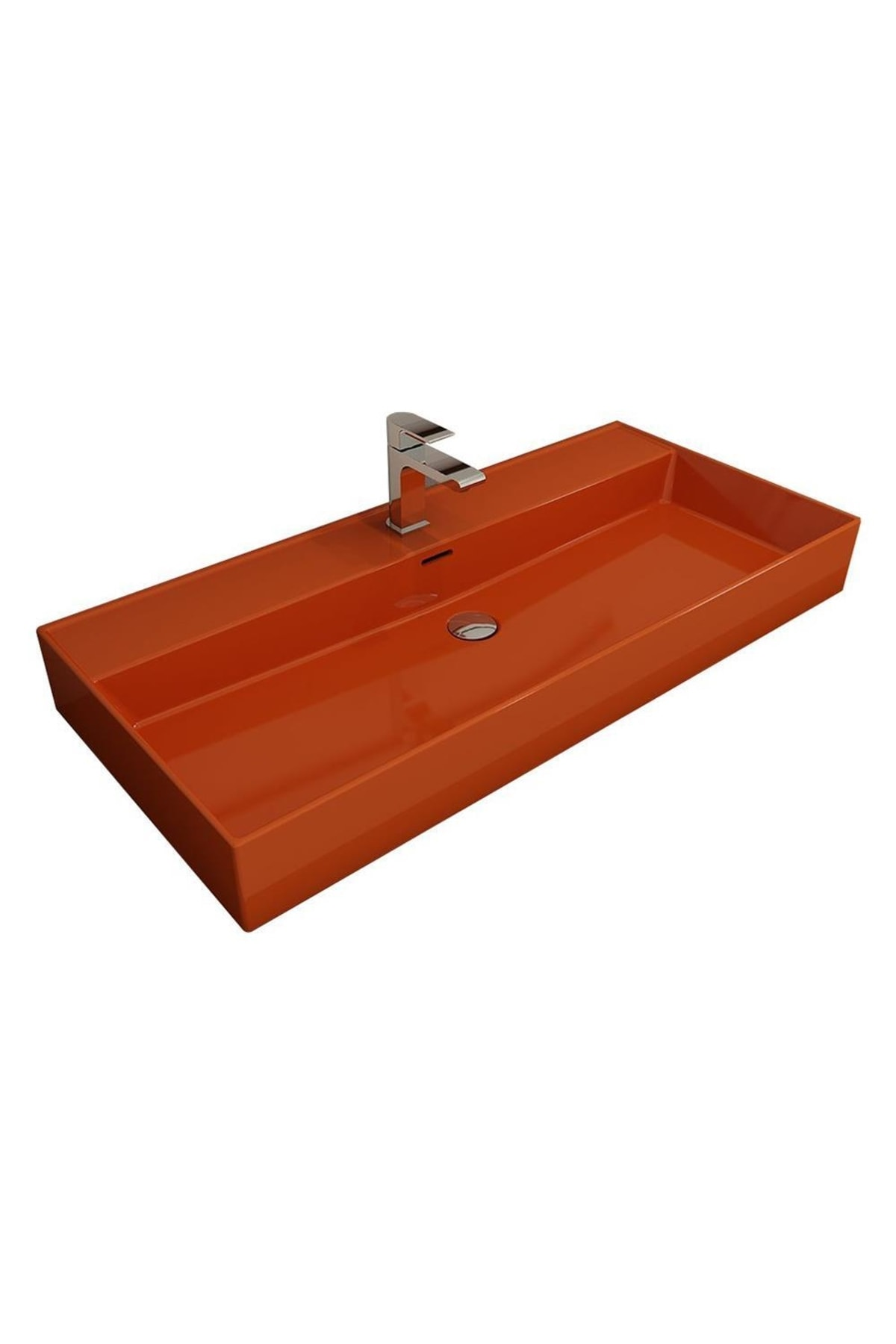 Bocchi Milano Tezgah Üstü Lavabo 100 Cm Parlak Turuncu 1378-012-0126