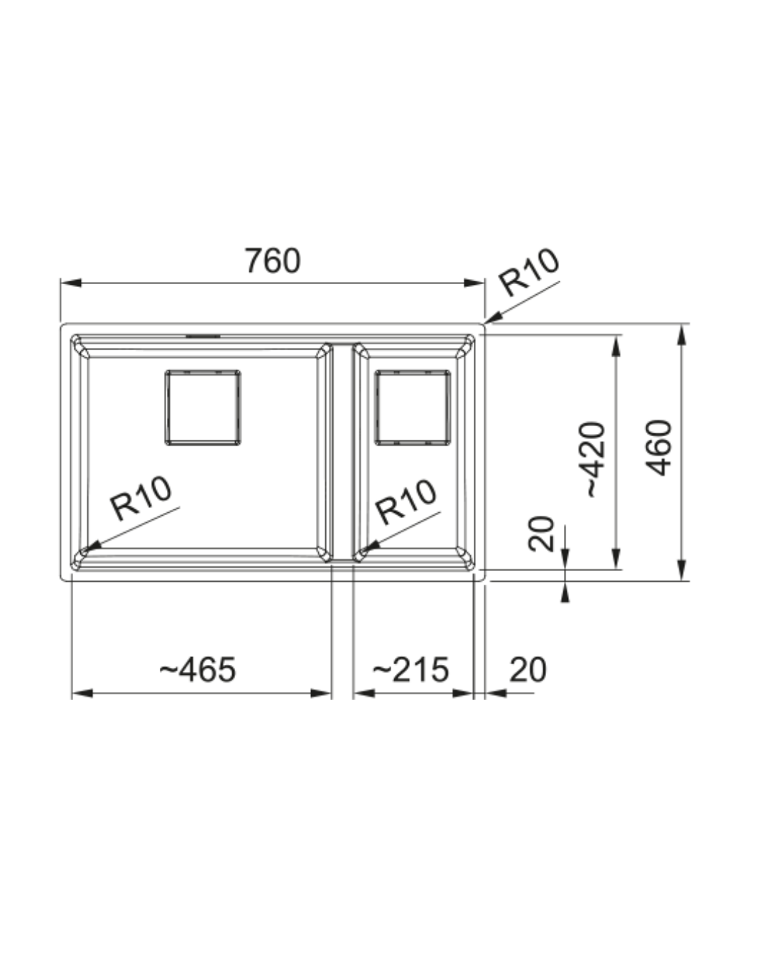 Franke Kubus 2 KNG 120 Tezgah Altı Evye Nero