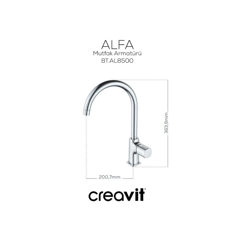 Creavit AL8500 Alfa Mutfak Bataryası Krom