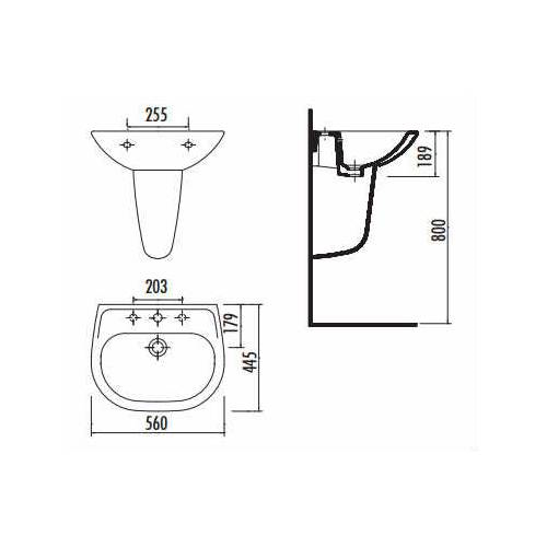 Creavit SD055 Sedef Yarım Ayak Lavabo 45X55 cm Beyaz