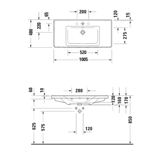 Duravit 2367100000 D-Neo Etajerli Lavabo 105 cm