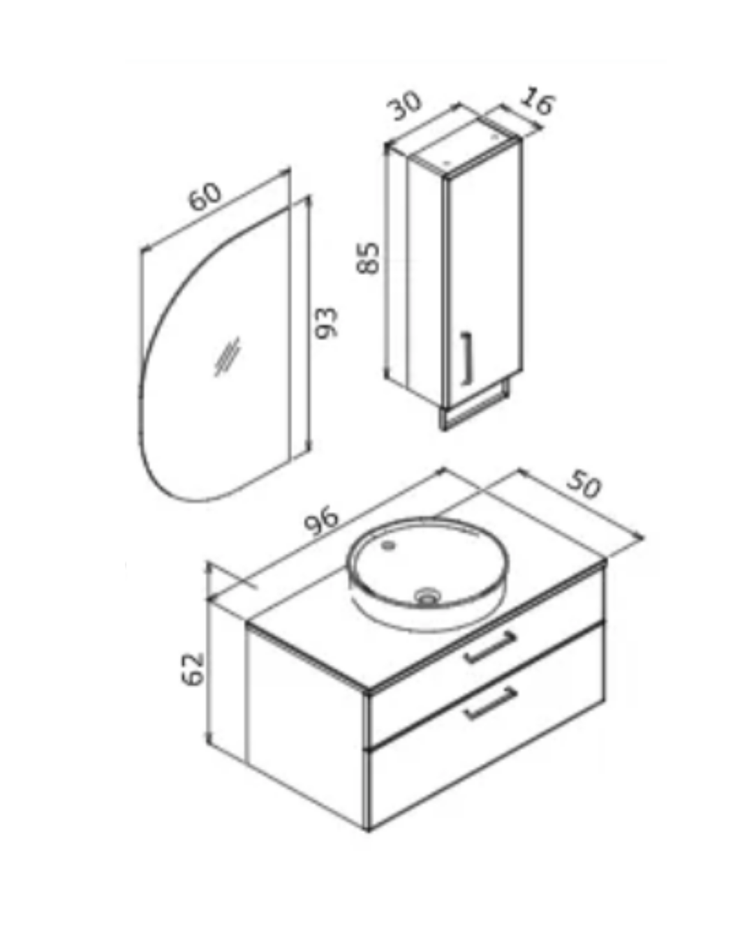 Orka Salerno 95 cm Banyo Dolabı Mat Beyaz