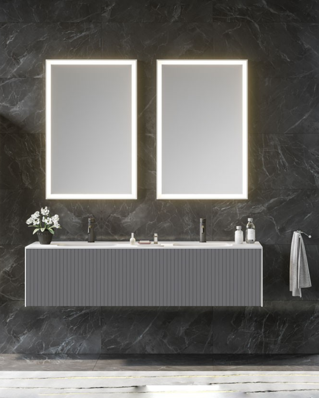 Orka Cube 160 CM Banyo Dolabı Takımı Mat Gri