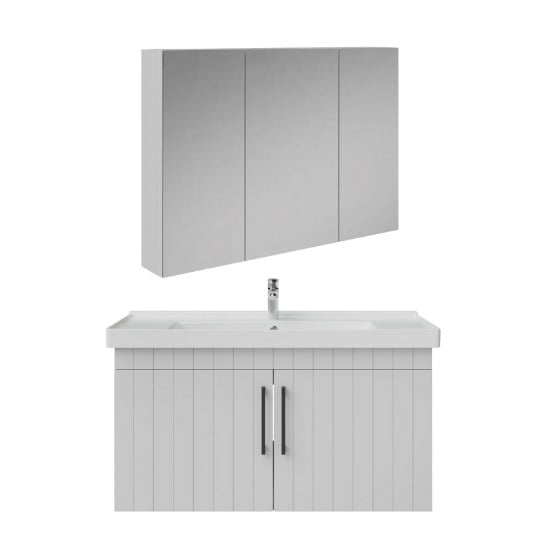 Creavit D20 Kapaklı Lavabo Dolabı Dolaplı Ayna Takımı Beyaz Lake 100 cm