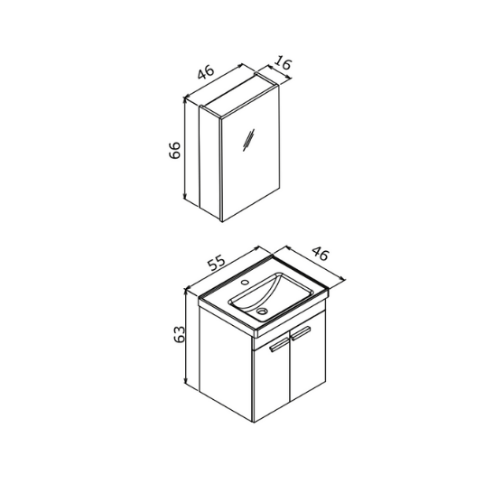 Orka Enez 55 cm Banyo Dolabı Takım Ceviz