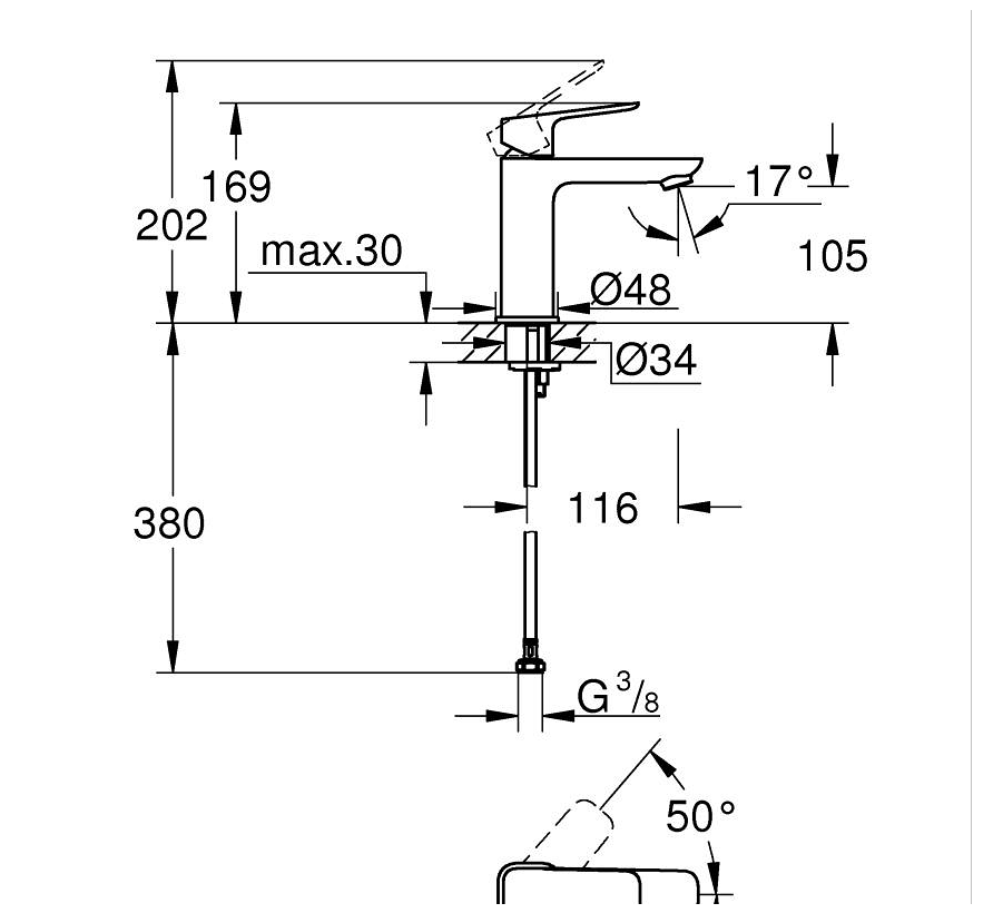 GROHE Lavabo Bataryası Cubeo M-Boyut Mat Siyah 1017552430