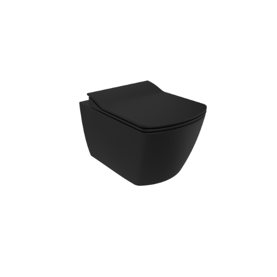 Creavit EG321 Elegant Rim-Off Duroplast Yavaş Kapanan Klozet Kapaklı Kömür Karası Mat Siyah Set