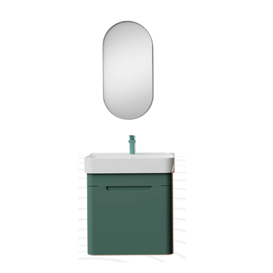 Creavit CO0060.42 Colorit Kapaklı Lavabo Dolabı 60 cm Ve Oval Ayna Nil Yeşili