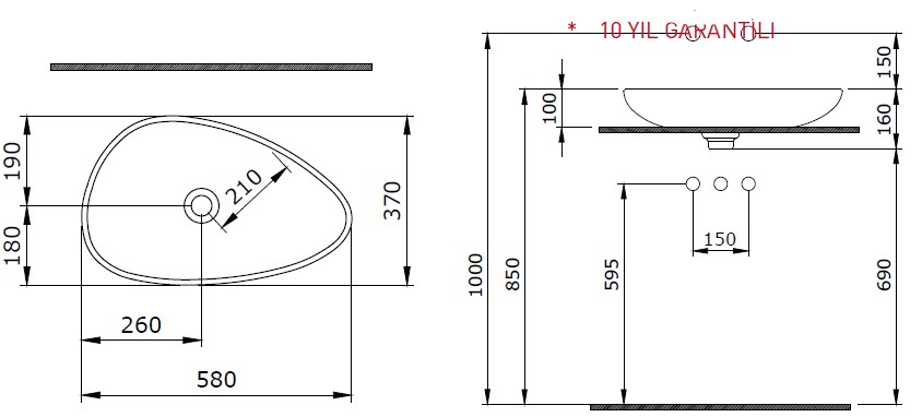 BOCCHİ Etna Çanak Lavabo 58 cm Mat Somon 1114-032-0125