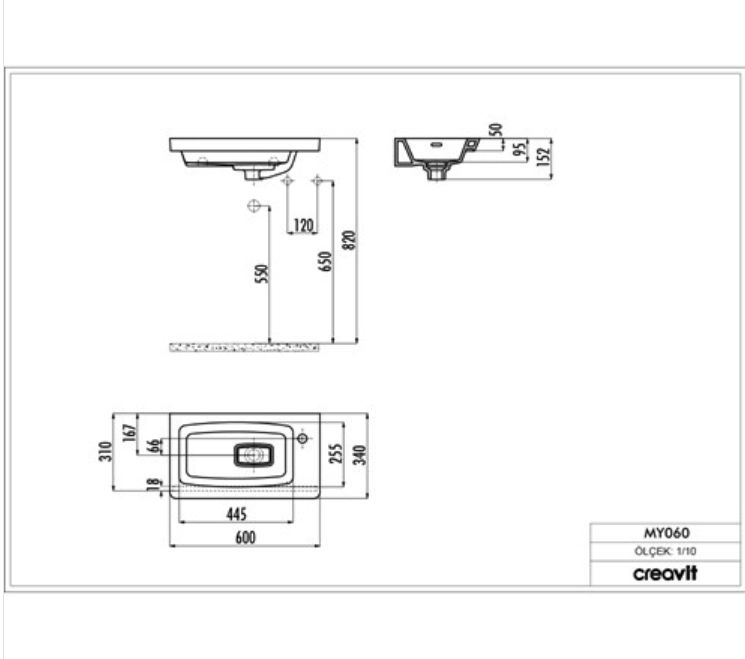 CREAVİT MY060 Memory Etajerli 60 cm Lavabo