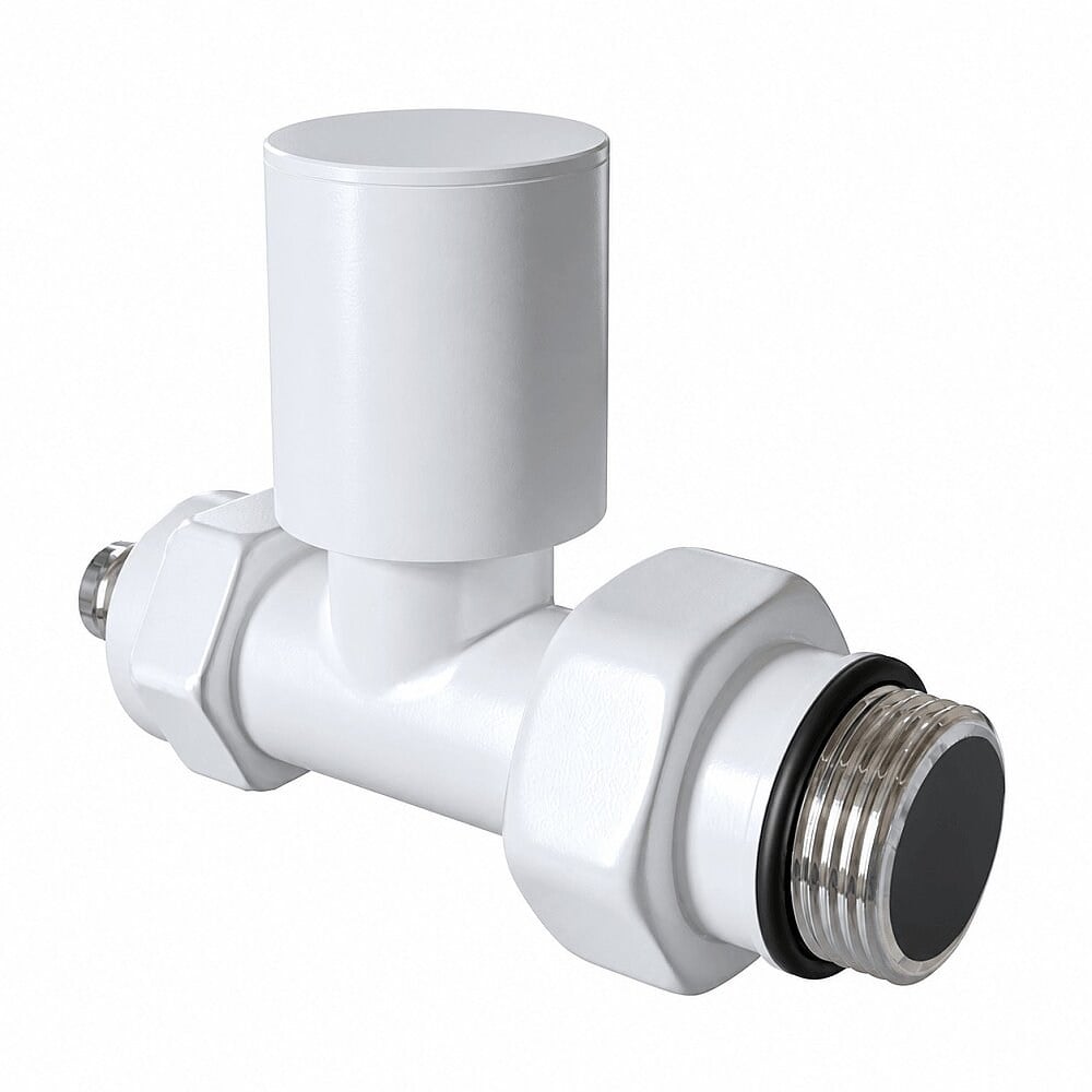 Radyatör Vanası 1/2 Beyaz Düz Pex (Metal Volanlı 16*2mm Boru Bağl. Rakorlu)