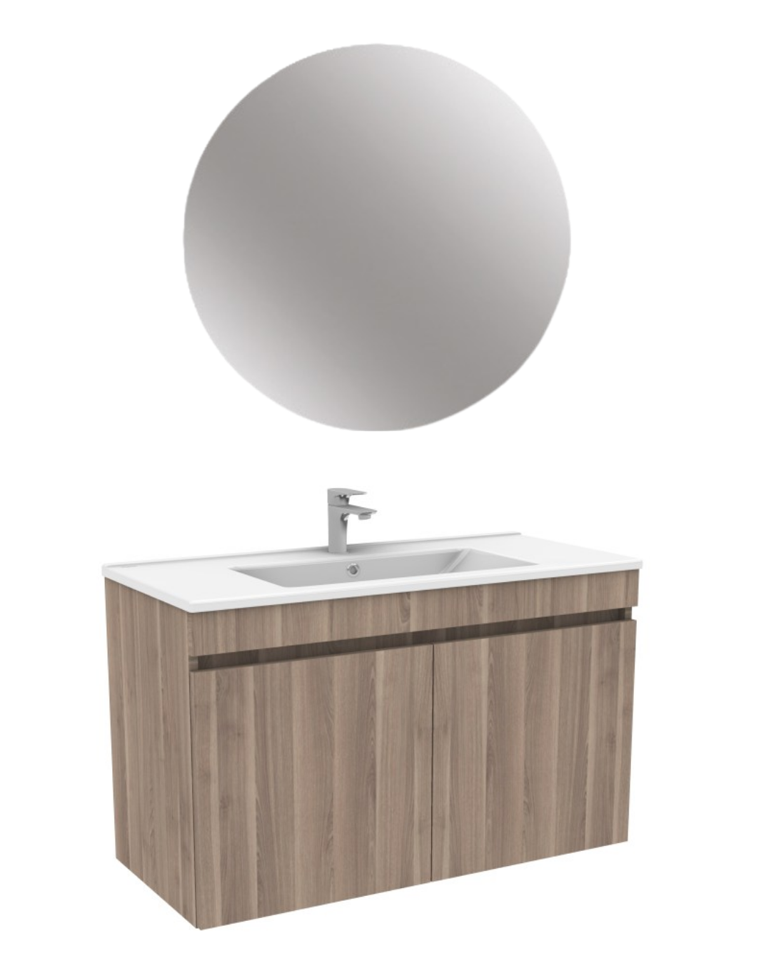 Kobos Simple Yuvarlak Aynalı Banyo Mobilya Takımı Kapaklı