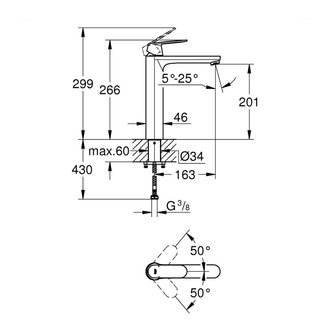 Grohe Çanak Lavabo Bataryası Eurocosmo XL Boyut Krom  23921000