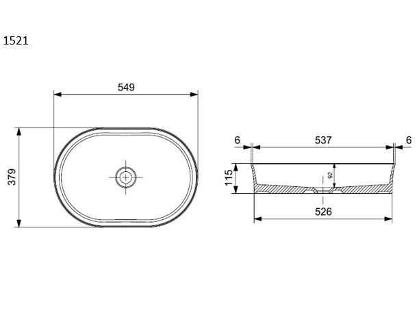Bocchi Slim Line Oval Lavabo 55x38 cm Mat Beton