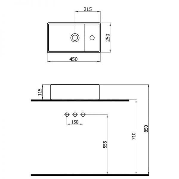 Newarc 508025 Minline Tezgah Üstü ve Dolap Uyumlu Lavabo