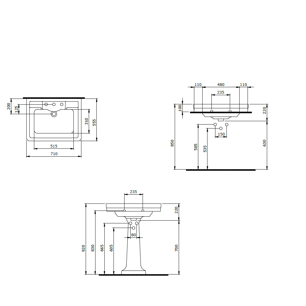 Bocchi Verona Lavabo 71 cm Parlak Beyaz 1040-061-0126