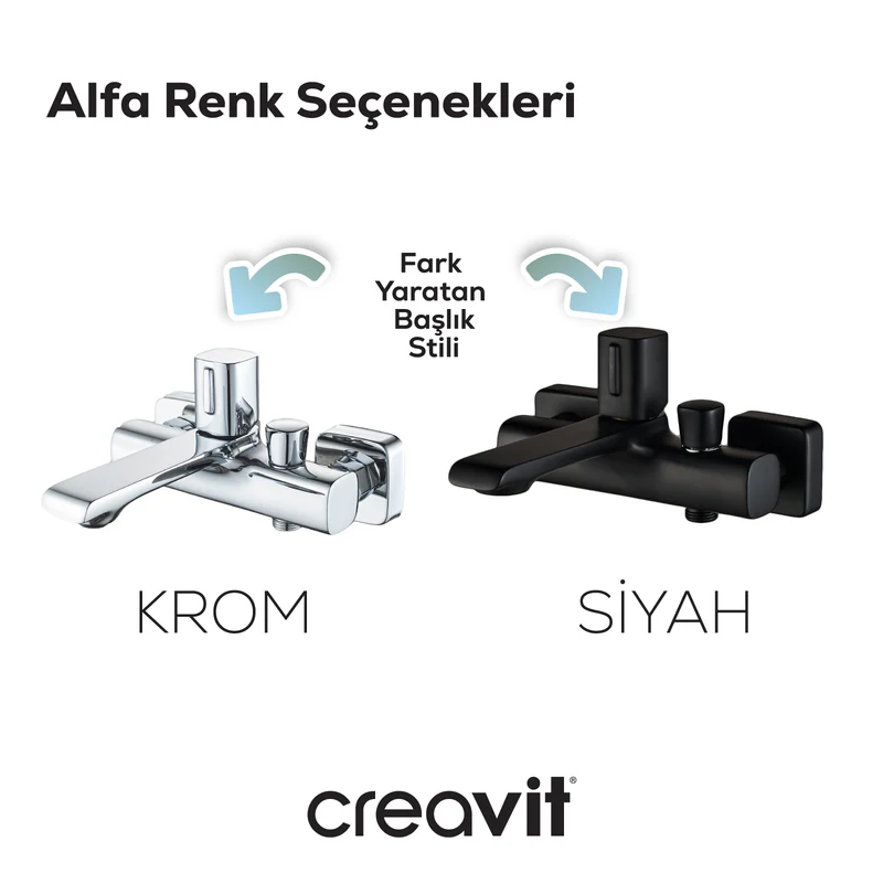 Creavit AL2500S Alfa Banyo Bataryası Armatürü Mat Siyah