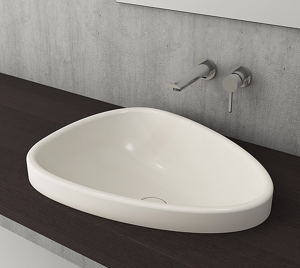 BOCCHİ 1112-014-0125 Etna Tezgah Üstü Lavabo 58 cm PARLAK BİSKÜVİ