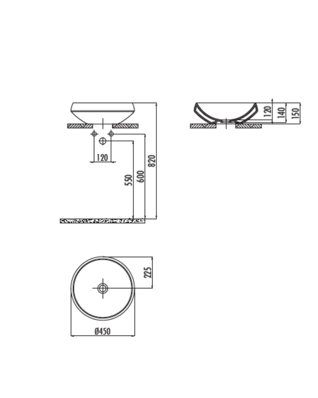 Creavit Deep Tezgah Üzeri Lavabo Ø45 cm Mat Cappuccino DE045-00CM