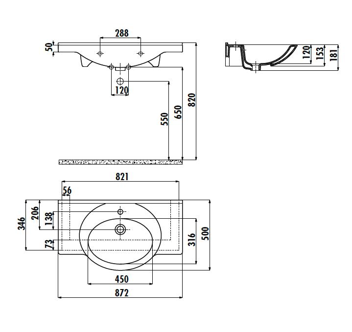 CREAVİT ET185 Etol Etajerli Lavabo 85 cm