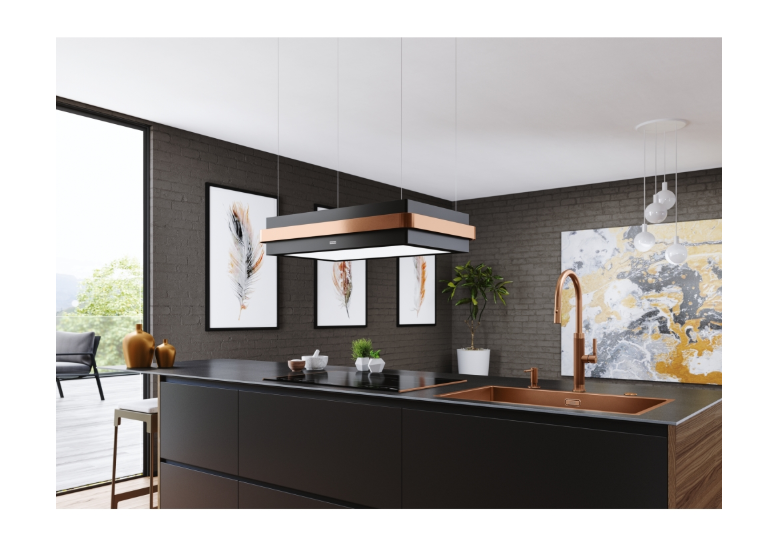 FRANKE Mythos Masterpiece FMYS BK/CP F80 KL Matt Black+Copper Ada Davlumbaz 345.0726.997