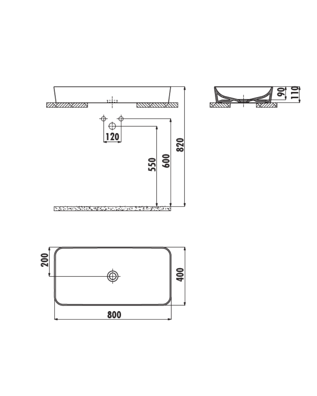 CREAVİT UL080 Ultra Tezgah Üstü Lavabo Beyaz 80 cm