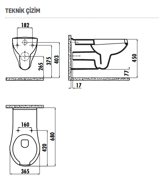 Creavit BD320 Bedensel Engelli Asma Klozet Beyaz Ve Kapak