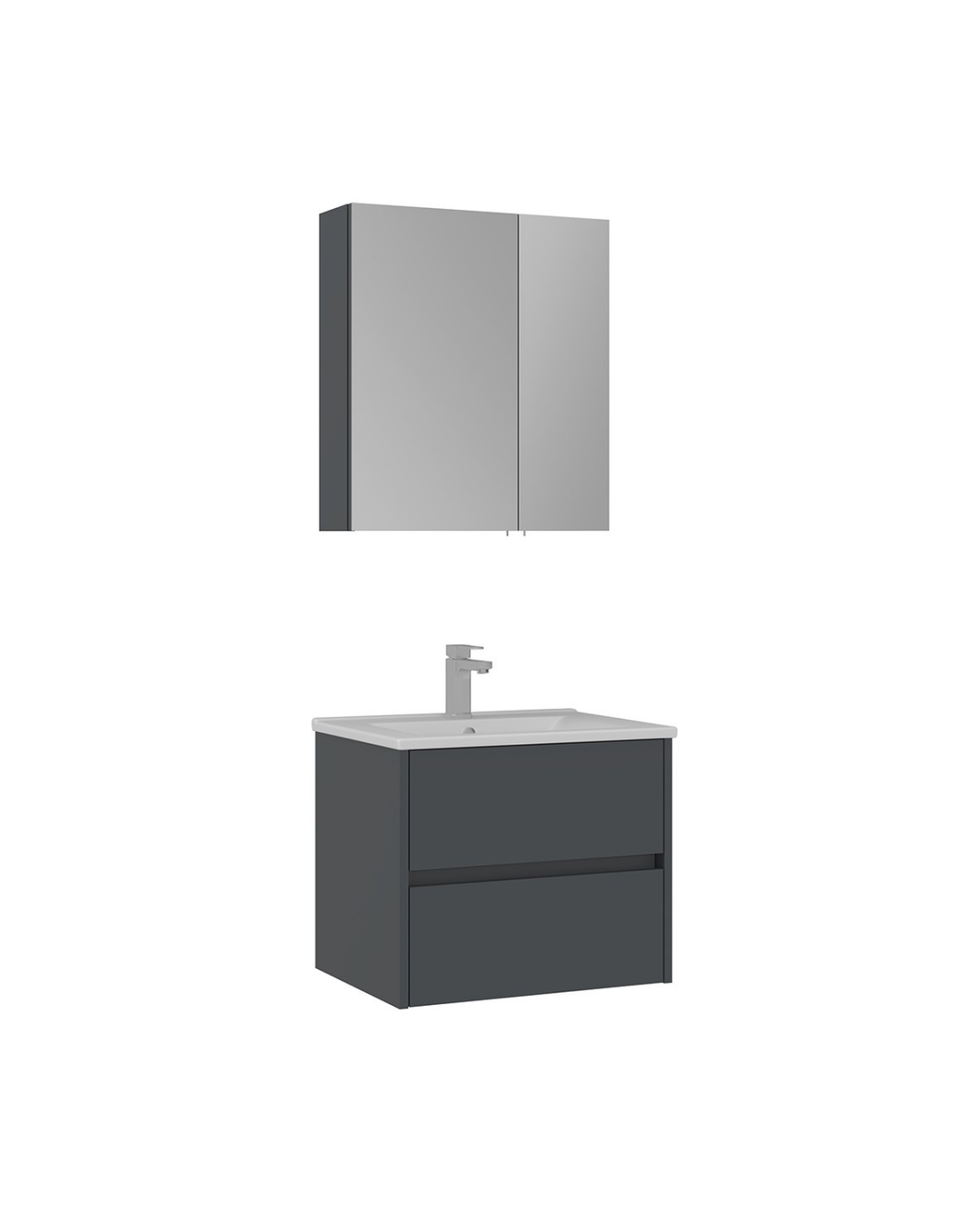 Orka Side 65 CM Çekmeceli Banyo Dolabı Takım Mat Antrasit 