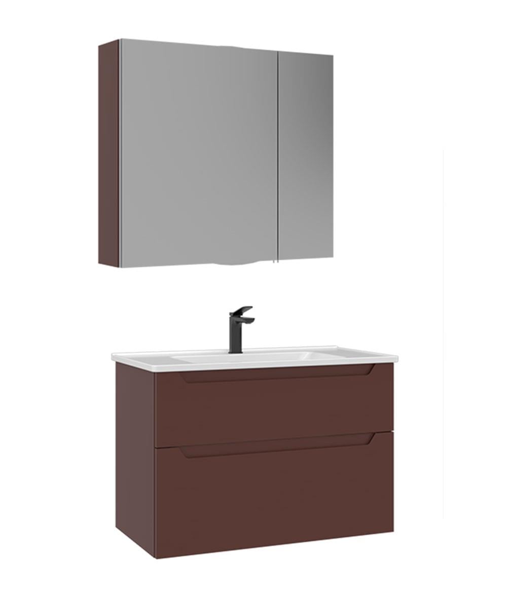 ORKA Messina 85 cm Banyo Dolap Takımı Mat Kırmızı