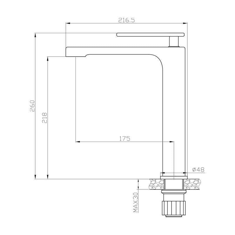 NEWARC ZETA ÇANAK TİPİ LAVABO BATARYASI SİYAH
