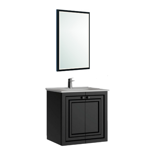 Creavit Kayra Mat Antrasit Lavabo Dolabı Takımı Dolaplı 60cm 