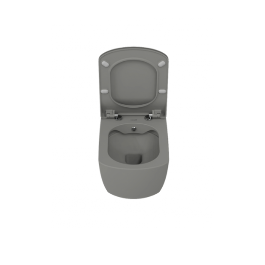 Creavit EG321 Elegant Rim-Off Kanalsız Duroplast Yavaş Kapanan Klozet Kapaklı Cool Grey Set