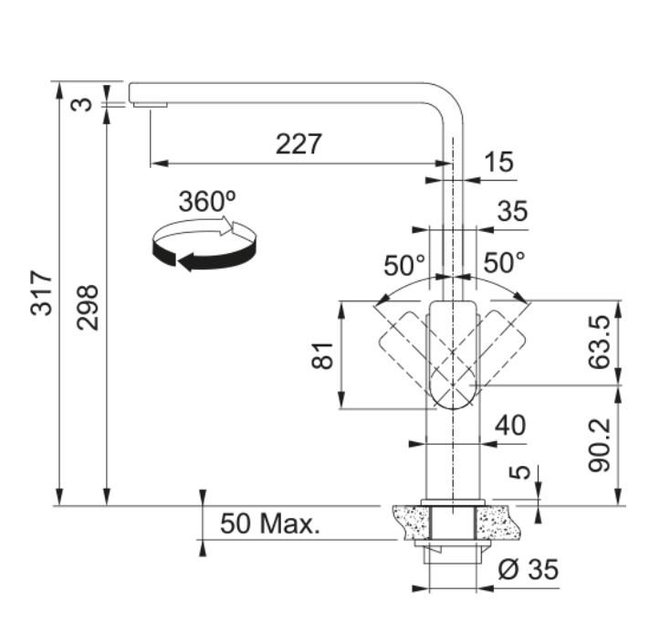 FRANKE 115.0550.441 Mythos Mat Siyah Evye Bataryası